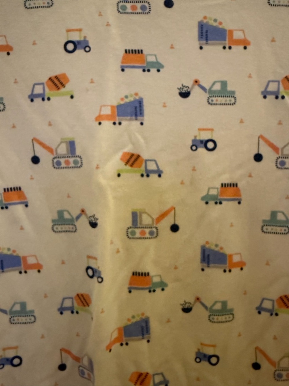 Magnetic Me Cream Construction-Print Pajama Set with Blue Cuffs - Picture 2 of 4
